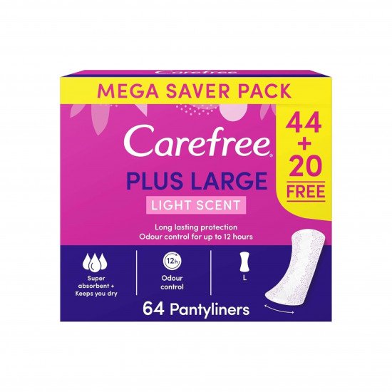 كيرفري فوط نسائية يومية حجم كبير، رائحة خفيفة - 64 قطعة كيرفري فوط نسائية يومية حجم كبير، رائحة خفيفة - 64 قطعة