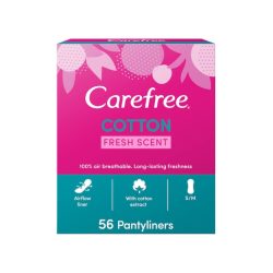 Carefree Panty Liners Cotton Texture Refreshing Fragrance 56 Pack