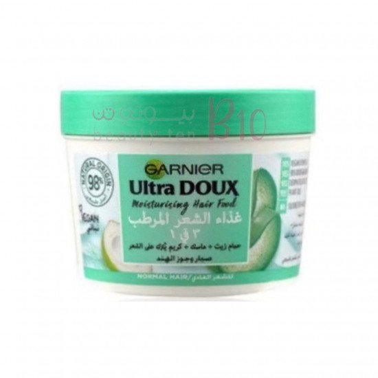 غارنييه الترا دو كريم مغذي للشعر 3 في 1 بخلاصة الصبار وجوز الهند للشعر العادي - 390 مل