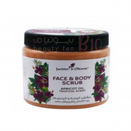 مقشر للوجه والجسم بزيت المشمش والتروبيكال سانت من جاردن اوليان - 500 مل