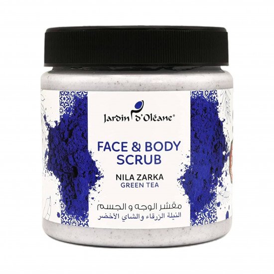 مقشر للوجه والجسم بالنيله الزرقاء والشاي الاخضر من جاردن اوليان - 500 مل