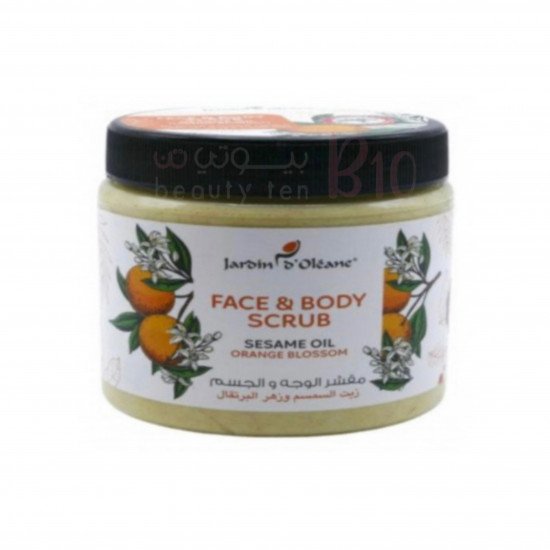 مقشر للوجه والجسم بزيت السمسم وزهر البرتقال من جاردن اوليان - 500 مل