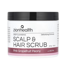 Zeon Health Hair and Scalp Exfoliator for Deep Cleansing with Biotin and Pink Peony Grapefruit - 113g