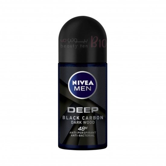 نيفيا مزيل عرق عميق رول أون بلاك كاربون أند دارك وود، للرجال - 50 مل
