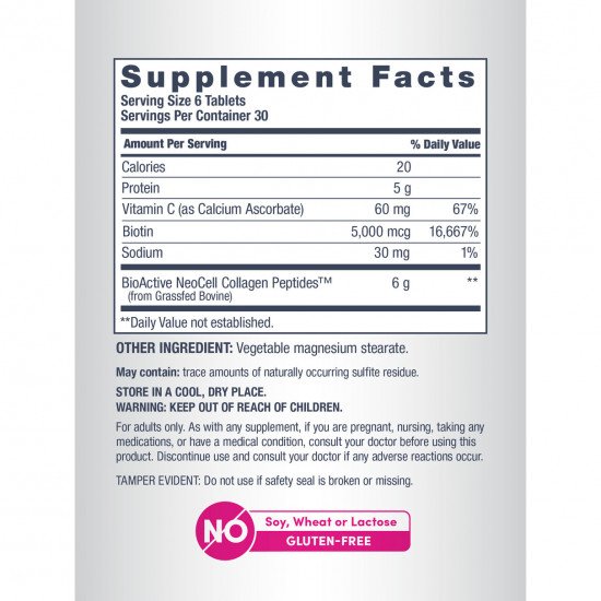 سوبر كولاجين + فيتامين سي والبيوتين من نيوسيل، 180 قرصًا