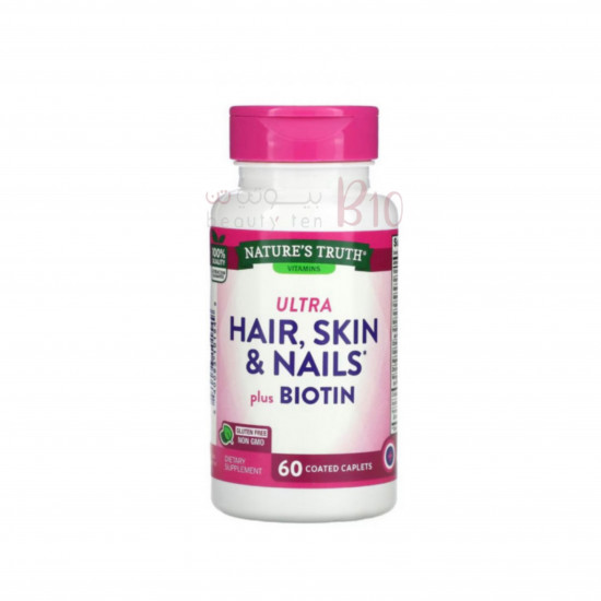 أقراص تقوية الشعر والبشرة والأظافر بالبيوتين، 60 قرص مغلف