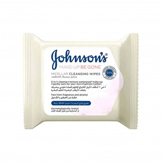 مناديل جونسون ميسيلار لتنظيف البشرة (خالية من الكحول والعطور) - ٢٥ منديلًا مناديل جونسون ميسيلار لتنظيف البشرة (خالية من الكحول والعطور) - ٢٥ منديلًا