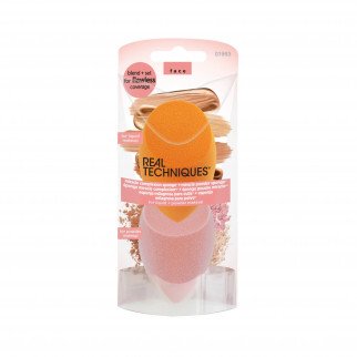 مجموعة اسفنجة البرتقالي والوردي لخلط وتطبيق المكياج ريل تكنيكس 2 قطعة