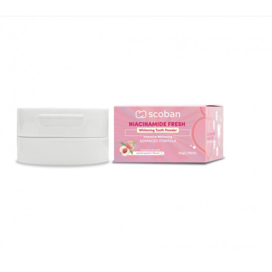 بودرة تبييض الأسنان من سكوبان – نكهة الخوخ (50 جم) بودرة تبييض الأسنان من سكوبان – نكهة الخوخ (50 جم)