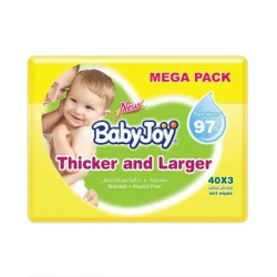 Baby Joy Wet Wipes for Baby Skin Care and Cleansing - Width 40 * 3 Pieces