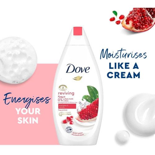 دوف غسول الجسم المنعش & لوفة بالرمان وشاي الكركديه - 250 مل دوف غسول الجسم المنعش & لوفة بالرمان وشاي الكركديه - 250 مل