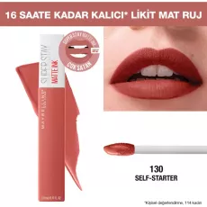 أحمر شفاه سوبر ستاي مات إنك من ميبيلين نيويورك 130 أحمر شفاه سوبر ستاي مات إنك من ميبيلين نيويورك 130