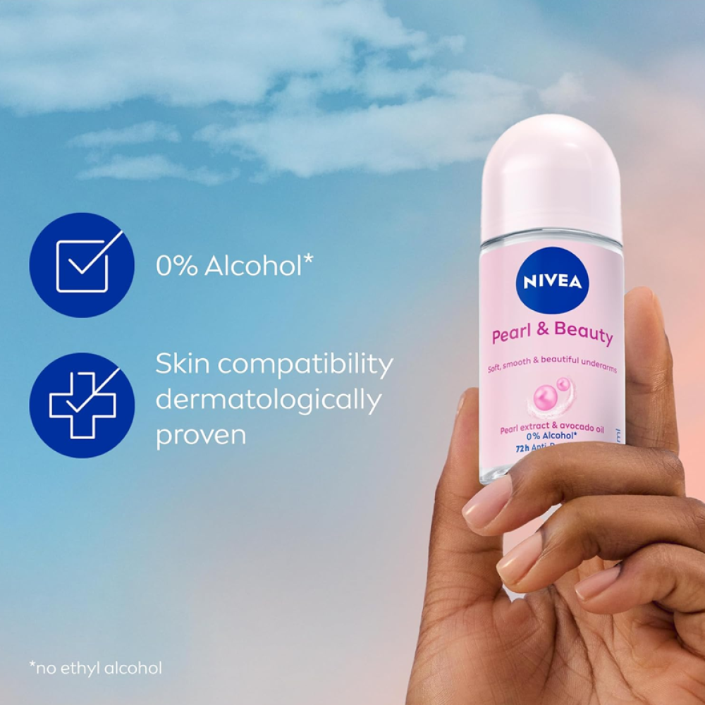 مضاد التعرق الدوار للنساء من نيفيا بخلاصة اللؤلؤ ولؤلؤ الجمال50 مل