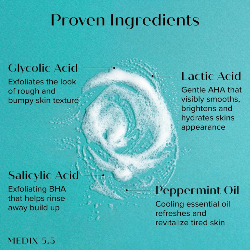 غسول الجسم للتقشير بحمض الجليكوليك + اللاكتيك من ميديكس 5.5- 444مل