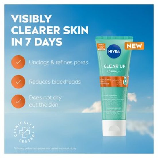 Nivea Clear Up Facial Scrub for Blemish-Prone Skin – 75ml