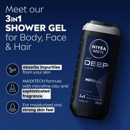 Nivea, Shower Gel Deep Clean - 250 Ml
