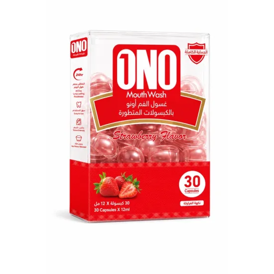 1ONO Advanced Capsule Mouthwash, Strawberry Flavor - 30 Capsules * 12ml