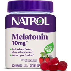 Natrol Melatonin Gummies, Sleep Support for Adults, Strawberry Flavor, 10mg, 90 Count