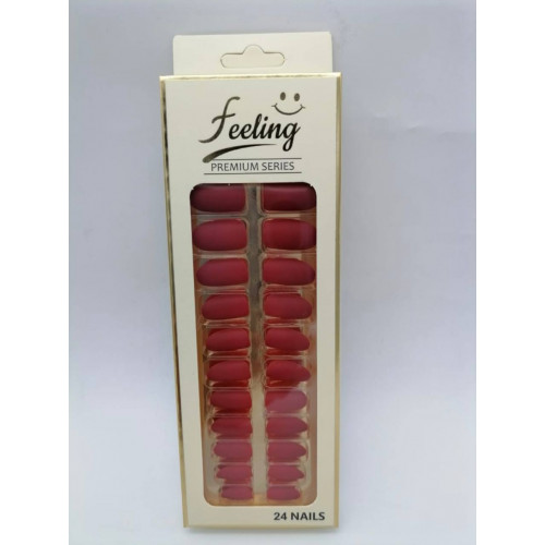 اظافر صناعية بلاصق ذاتي 24 ظفر ،أحمر مطفي