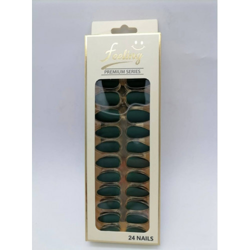 اظافر صناعية بلاصق ذاتي 24 ظفر ،أخضر غامق مطفي