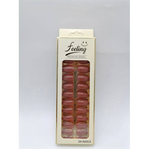 اظافر صناعية بلاصق ذاتي 24 ظفر ،أحمر فاتح لامع