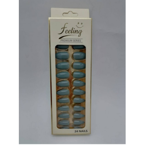 اظافر صناعية بلاصق ذاتي 24 ظفر ،رمادي مخضر غامق لامع