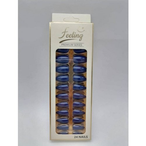 اظافر صناعية بلاصق ذاتي 24 ظفر ،أزرق غامق لامع