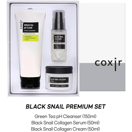 مجموعة البشرة الحلزون الاسود منظف 150مل+سيروم الكولاجين 50مل+كريم الكولاجين 50مل