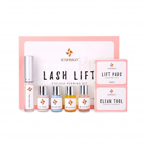 ايكونساين-مجموعة تجعيد الرموش لاش ليفت شفاف/ أزرق/ أصفر