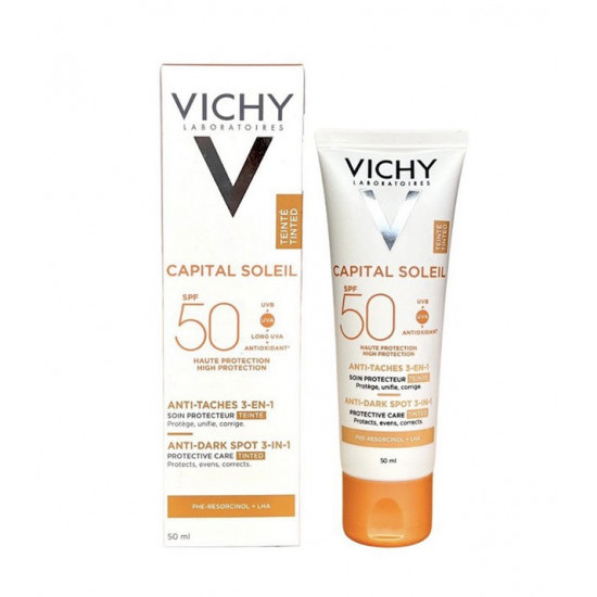 فيشي كابيتال سوليل الملون المضاد للبقع الداكنة 3 في 1 بعامل حماية من الشمس 50 + 50 مل