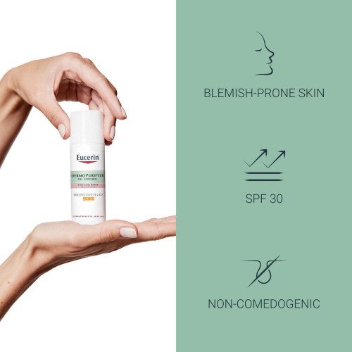 سائل مرطب ومزيل للمعة مع حماية من الشمس للبشرة المعرضة لحب الشباب من يوسرين 50مل