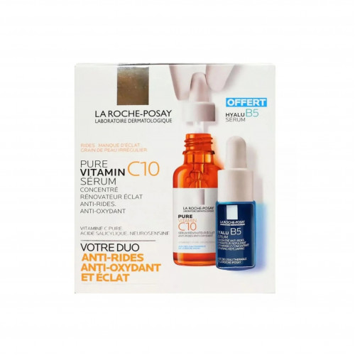 ثنائي الاشراق المضاد للاكسدة والتجاعيد فيتامين سي 30مل +هيالورونيك اسيد 10مل من لاروش بوزيه