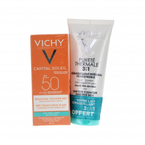 واقي شمس من فيشي بعامل حماية 50-50مل +حليب ومزيل للمكياج في نفس الوقت 100مل.