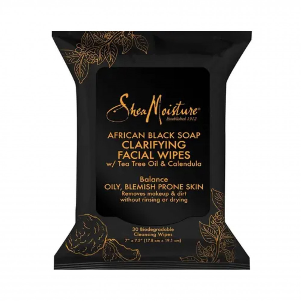 مناديل مبللة لتنقية الوجه بالصابون الأسود الأفريقي من شيا مويستر - 30 منديل 