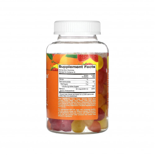 اقراص فيتامين د3، الليمون والبرتقال والفراولة، 2000 وحدة دولية، 90قرص (1000 وحدة دولية لكل قرص)