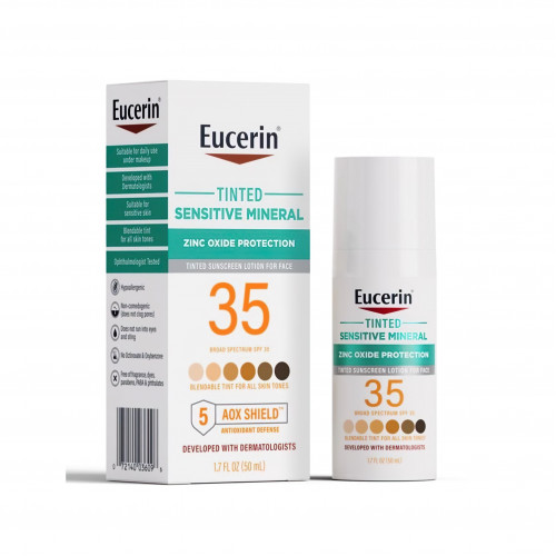 لوشن واقي من الشمس ملون للوجه بالمعادن الحساسة من يوسيرين - 50 مل لوشن واقي من الشمس ملون للوجه بالمعادن الحساسة من يوسيرين - 50 مل