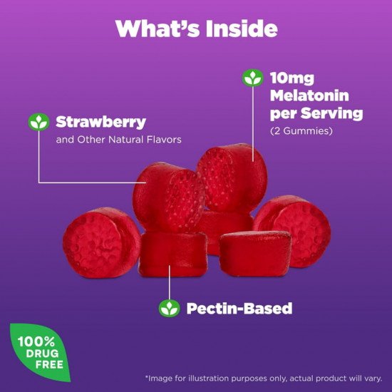 حلوى الميلاتونين للبالغين للمساعدة بالنوم بنكهة الفراولة 10جم 140قطعة