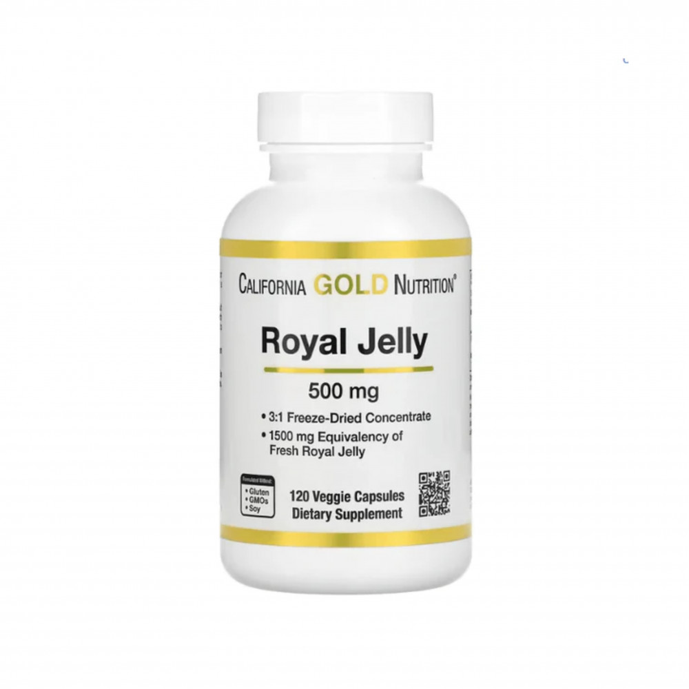 كالفورنيا غولد نيوتريشن غذاء ملكات النحل، مركز ومجفف بالتجميد، 500 ملجم، 120 كبسولة نباتية