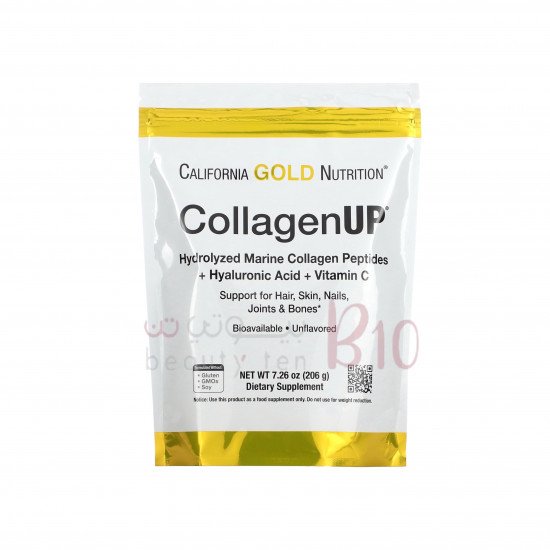 ببتيدات الكولاجين البحري المتحللة مع حمض الهيالورونيك وفيتامين جـ ، خالٍ من النكهات 206جم ببتيدات الكولاجين البحري المتحللة مع حمض الهيالورونيك وفيتامين جـ ، خالٍ من النكهات 206جم