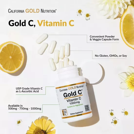 كبسولة نباتية فيتامين سي 60كبسولة 1000ملغ من جولد كبسولة نباتية فيتامين سي 60كبسولة 1000ملغ من جولد
