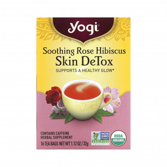 شاي مزيل السموم من البشرة، بزهرة الكركديه الملطفة، 16 كيس شا (32 جم)