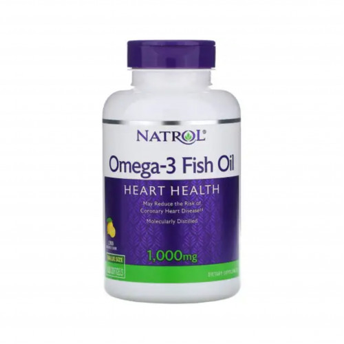 زيت سمك اوميجا 3 بنكهة الليمون الطبيعية من ناترول 1000 ملغ 150 كبسولة جيلاتينية