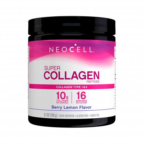 نيو سيل مسحوق الكولاجين الفائق - 6600 ملغ كولاجين من النوع 1 و3 - ليمون التوت 190جم