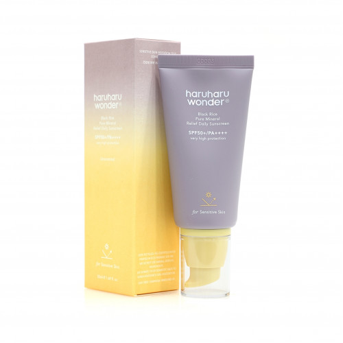 واقي شمس يومي معدني مرطب بالارز الاسود بعامل حماية 50 للبشرة الحساسة من هاروهارو