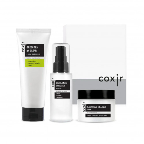 مجموعة البشرة الحلزون الاسود منظف 150مل+سيروم الكولاجين 50مل+كريم الكولاجين 50مل