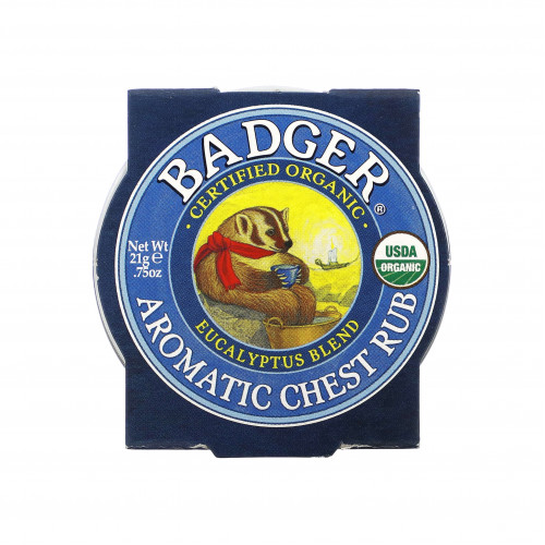 دهون عضوي عطري للصدر، أوكاليبتوس (كافور) ونعناع من بادجر كومباني 21جم