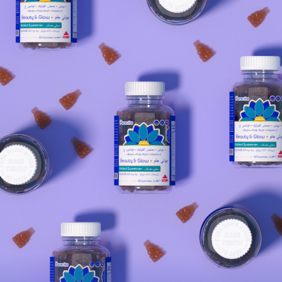 بيورافيتا بيوتي جلو مكمل غذائي للشعر والأظافر 60 قطعة حلوى