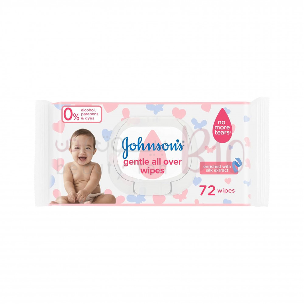 مناديل لتنظيف لطيف لكامل بشرة الاطفال من جونسون 72 منديل