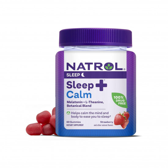الهدوء + النوم قطع حلوى الميلاتونين بالفراولة من ناترول 60 قطعة 