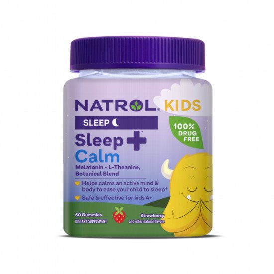 ناترول سليب أند كالم ميلاتونين ول-ثيانين للأطفال +4 60 قطعة حلوى بالفراولة